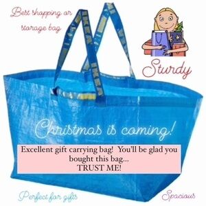 1 blue Ikea bag STURDY Christmas shopping laundry storage or gift carrying new
